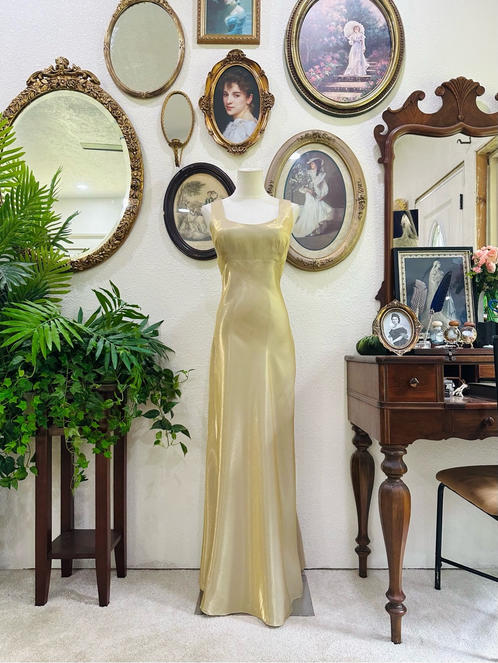 Gold Satin Evening Gown